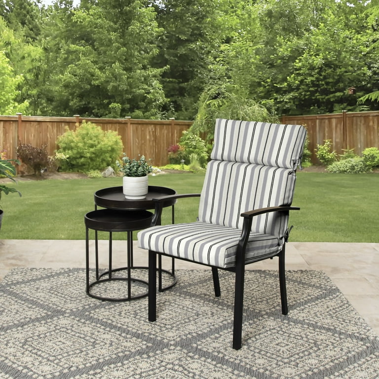 Better Homes & Gardens 45 x 24 Black Stripe Rectangle Outdoor 2-Piece  Deep Seat Cushion