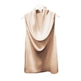 thumbnail image 4 of Dwellite Women's Silk Satin Tank Tops Cowl Neck Casual Camisoles Sleeveless Business Work Blouses Dressy Summer Shirts Beige L, 4 of 8