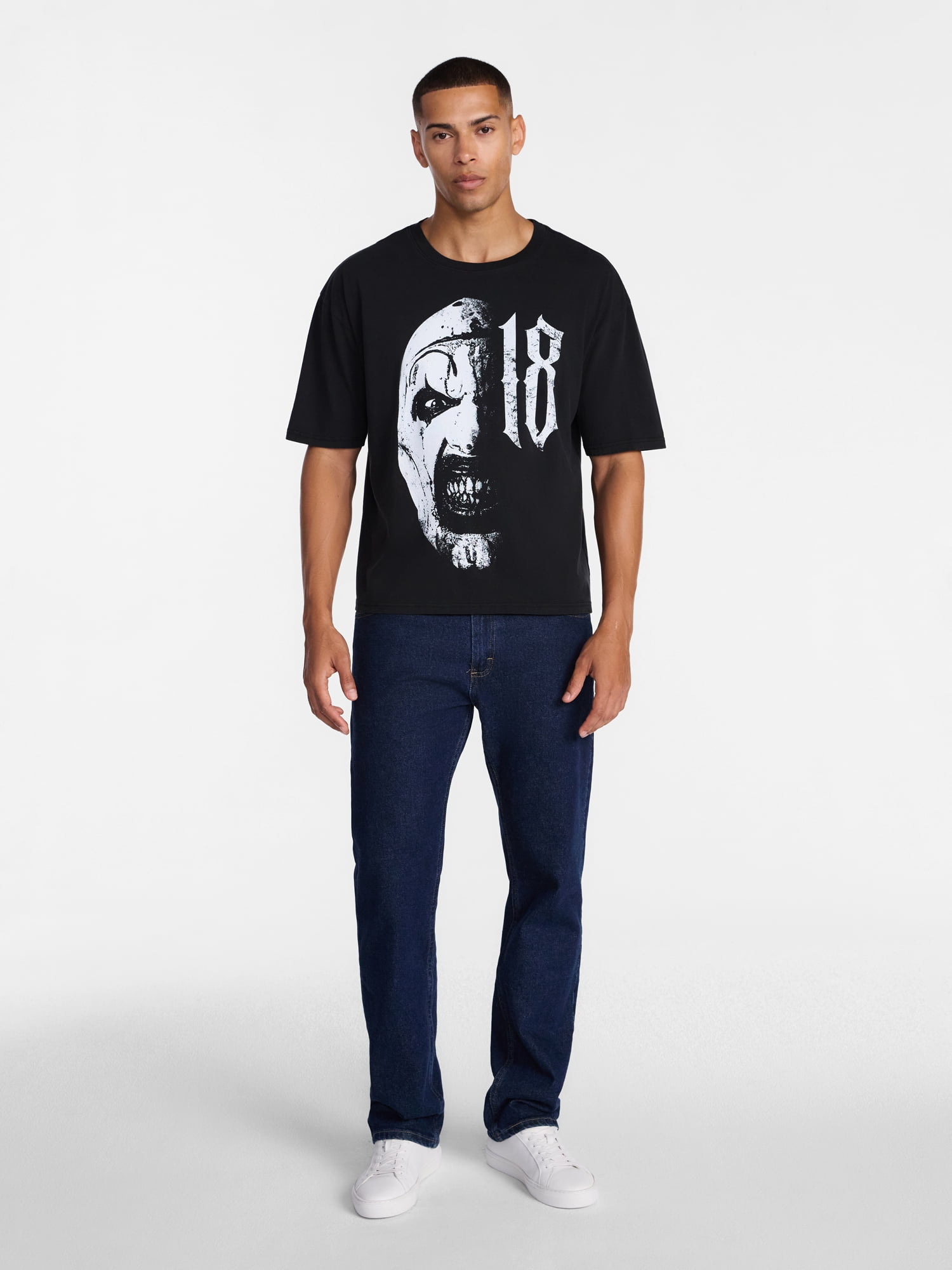 Terrifier Men's and Big Men's Split Face Graphic Tee with Short Sleeves, Sizes XS-5XL