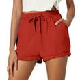 thumbnail image 1 of MKLEKYY Pantalones Cortos Para Mujer, De Color Liso, Informales, Con Bolsillos Y Cordón, Elegantes Pantalones Cortos De Playa De Tejido Liso., 1 of 4