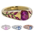 thumbnail image 3 of Flmtop Femmes Mode Feuille Faux Saphir Incrusté Doigt Bague Club Bijoux Cadeau, 3 of 10