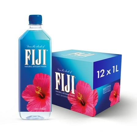 FIJI Natural Artesian Bottled Water 1 Liter / 33.8 fl oz (Pack of 12)