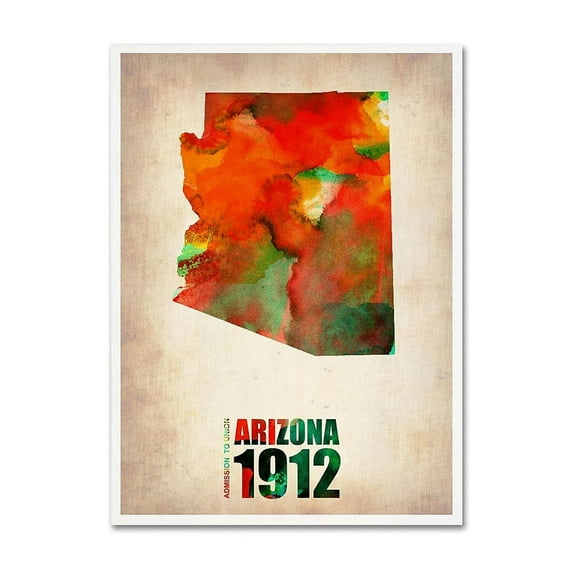 Trademark Fine Art "Arizona Watercolor Map" Canvas Art by Naxart