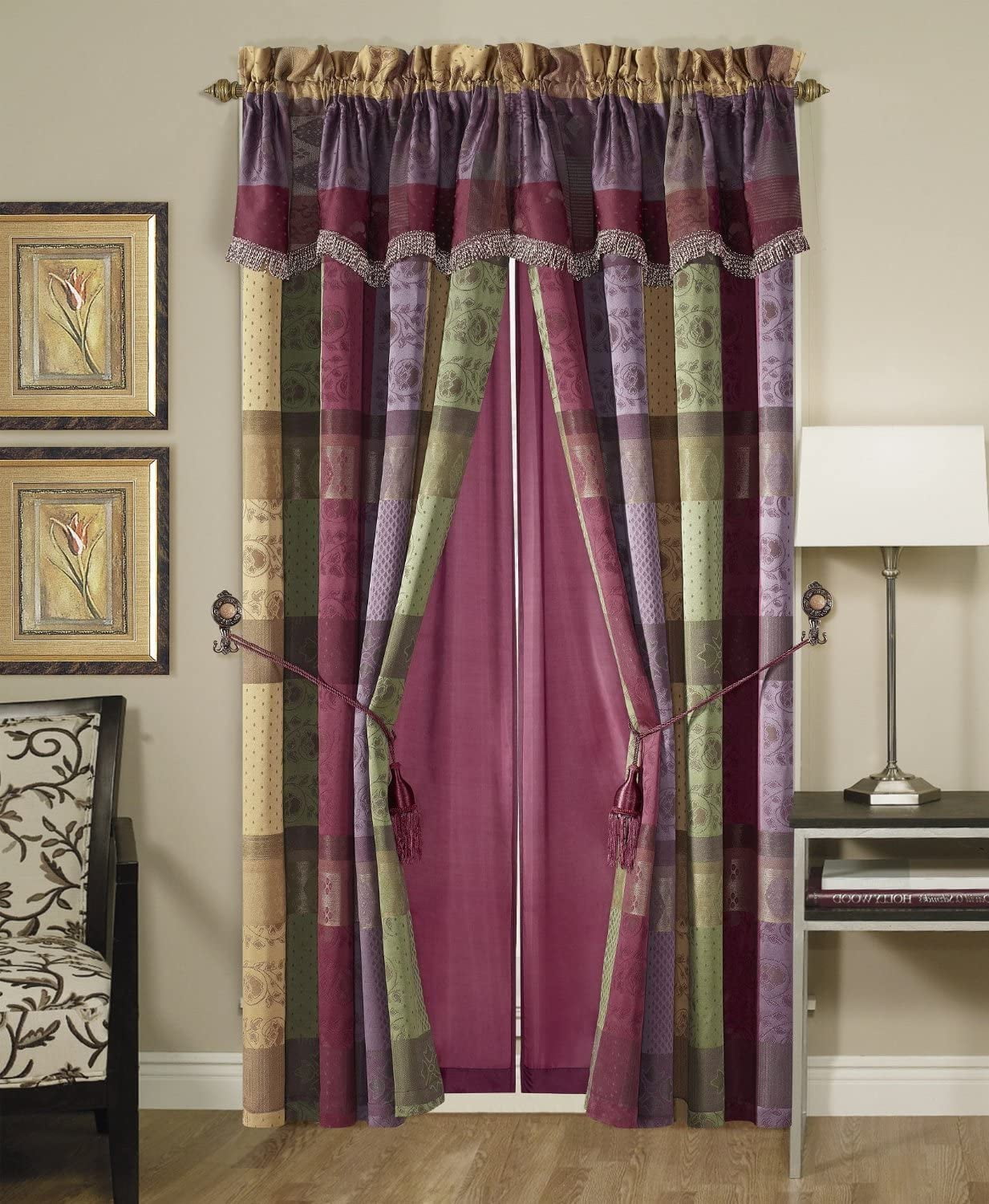 Chezmoi Collection Seville 4-Piece Jacquard Black Gold