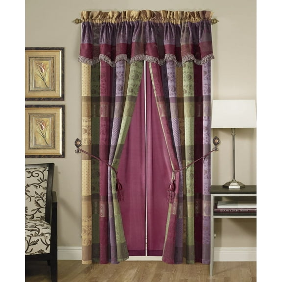 Chezmoi Collection Gitano 4-Piece Paisley Jacquard Patchwork Window Curtain Set