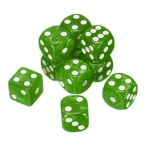 10Pack 6 Sided Colored Standard Dice, Acrylic D6 Mini Polyhedral Pearl Pattern Game Dice Set for Table Games or Math Learning, Green/White Point