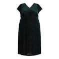 thumbnail image 2 of Terra & Sky Black Label Women's Plus Size Velvet Flutter Sleeve Dress, 0X-5X, 2 of 4