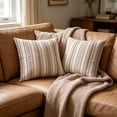 thumbnail image 5 of Darzheoy Boho Throw Pillow,Farmhouse Decorative Striped Square Pillow,Yarn Dyed Striped Woven Cushion Pillow,Soft Cotton Blend Decorative Cushion Pillow for Sofa Living Room Bedroom Home Decor, 5 of 6