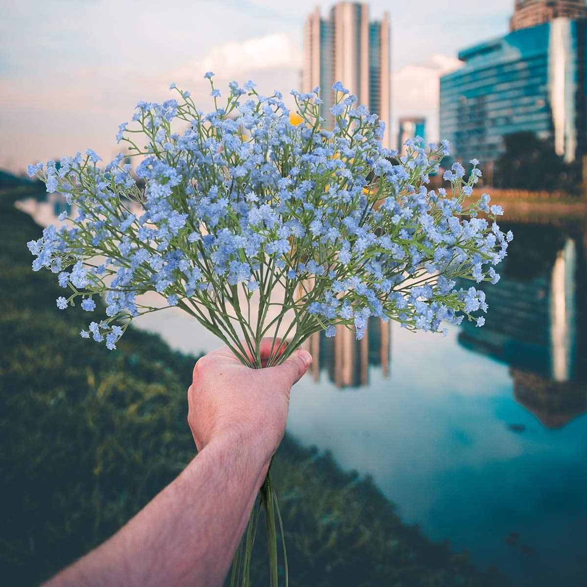 Dalrosia Artificial Baby Breath Gypsophila Flowers Bouquets 10PCS Real Touch Flowers for Wedding Party DIY Wreath Floral Arrangement Home Decoration
