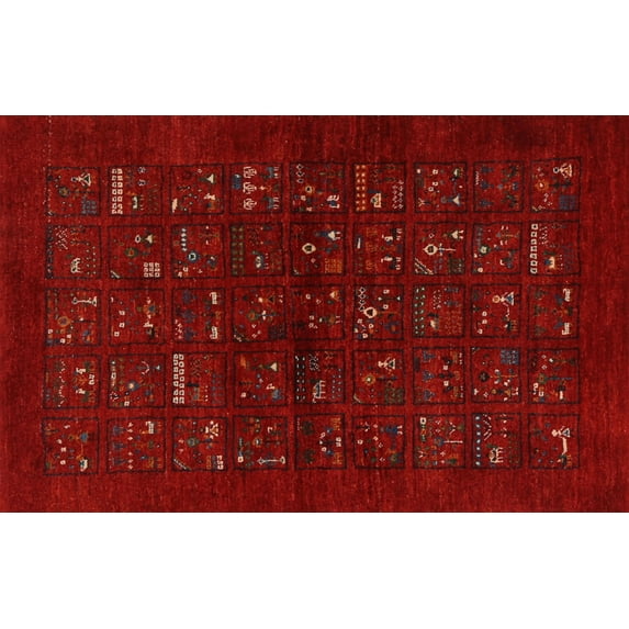 Ahgly Company Machine Washable Indoor Rectangle Contemporary Brown Red Area Rugs, 2' x 5'