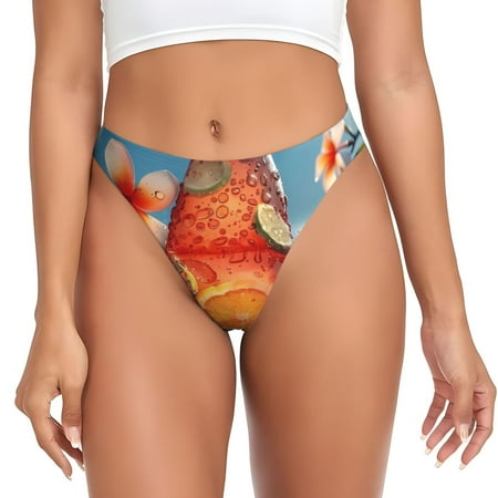 Rateoe Refreshing Citrus Splash Pattern Seamless Women Underwear Thongs No Show Ladies Thong No Line Breathable Comfortable Panties Undies for Women-X-Large