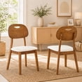 thumbnail image 6 of 42 Inch Round Dining Table Set with 4 Walnut Chairs and PU Leather Seats for Dining Room, 6 of 8