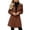 Coffee, variant on Tqcoqu Pea Coats For Women Stand Collar Single Breasted Trench Coat Fashion A-Line Fall Winter Jackets