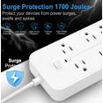 thumbnail image 3 of Power Strip Surge Protector, 3.9Ft Extension Cord, 6 Outlets with 3 USB Ports(1 USB C Outlet), 3-Side Outlet Extender, Wall Mount, Compact for Travel, Home, School, College Dorm Room, and Office, 3 of 6