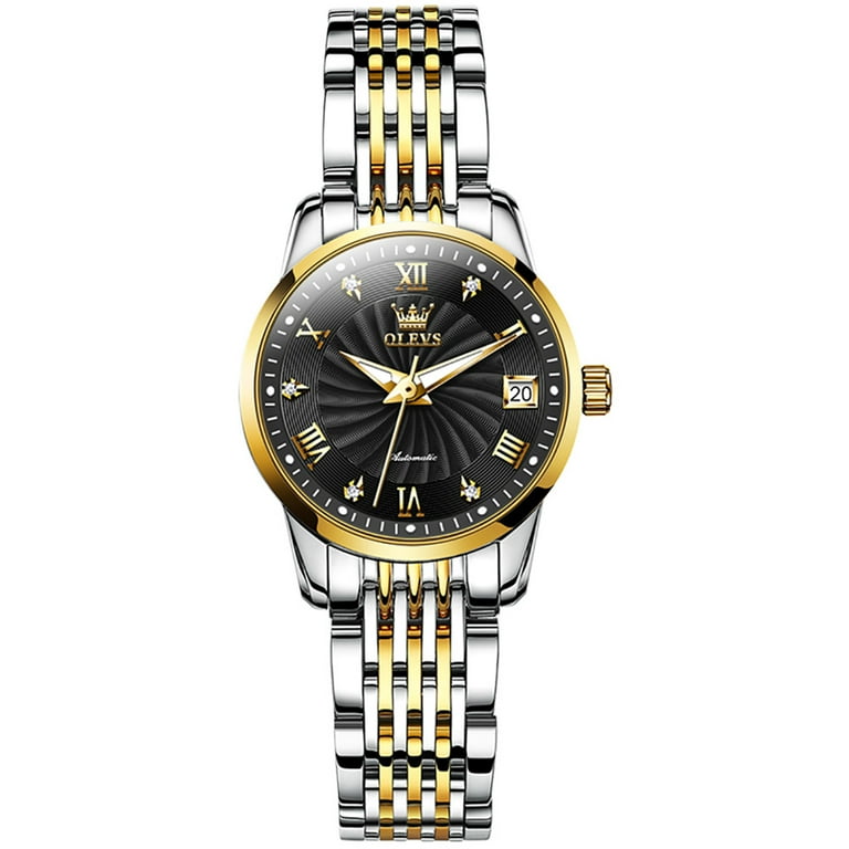 OLEVS Automatic Watches for Women Classic Diamond Mechanical Self Winding  Fashion Elegant Dress Wrist Watch Date Luminous Waterproof Stainless Steel 