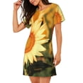 thumbnail image 2 of Sikiie Golden Sunflower In Field Print Women's Short-sleeved Nightdress, Round Neck Pullover Nightdress Pajamas Summer Home Wear, 2 of 6