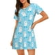 thumbnail image 1 of Fotbe Skating Poodle Fun Bata de Dormir para Mujer con Estampado, Camisón de Algodón de Manga Corta, Ropa de Dormir Casual, 1 of 6