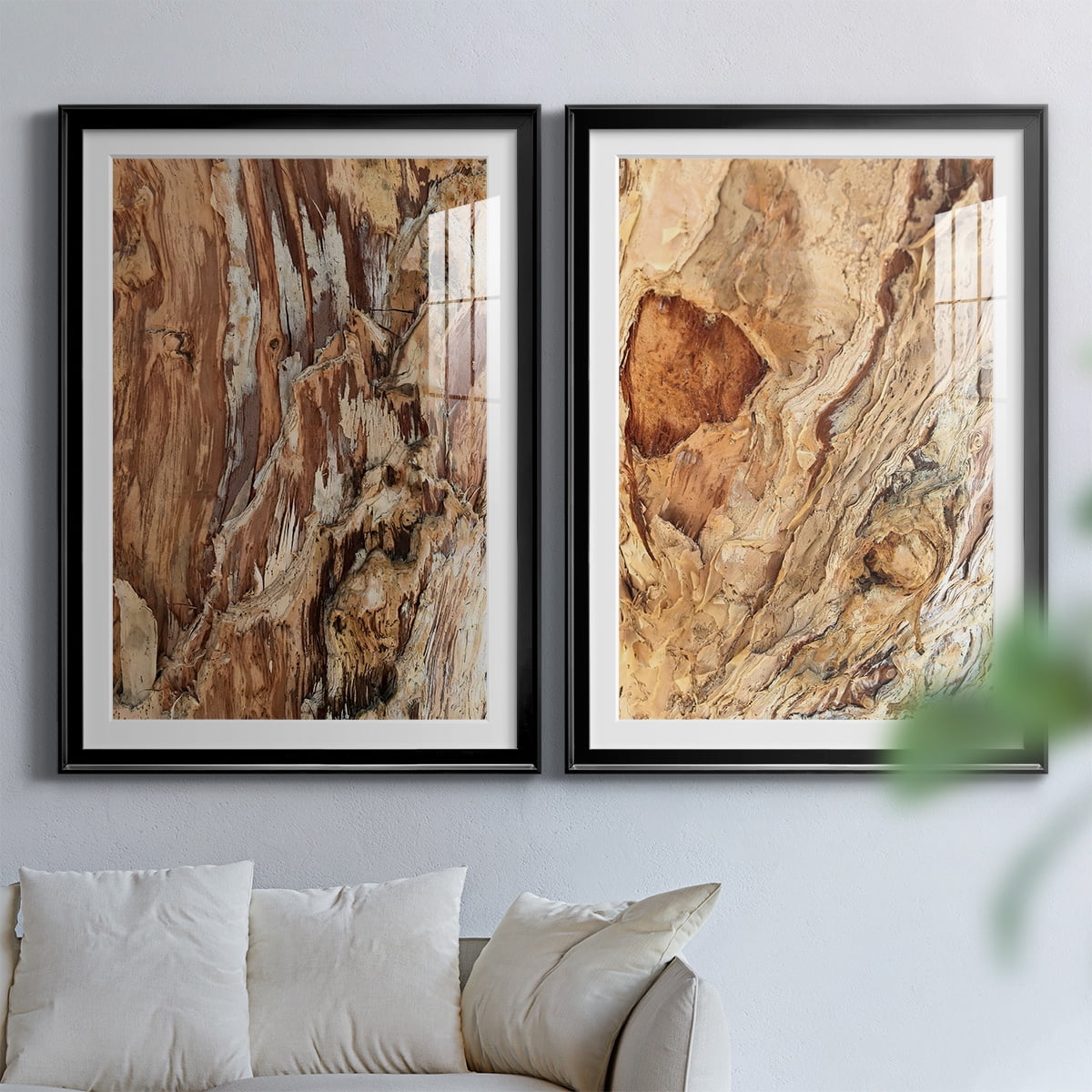 Wexford Home Tree Texture Triptych I Premium Framed Print, 22.5" x 30.5" - Ready to Hang, Black (Set of 2)