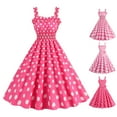 thumbnail image 5 of Callipe Women Dress Princess Style A-line Big Hem Shirring Ruffle Color Matching Tight Elastic Waist Sleeveless Christmas Party Prom Dress, 5 of 7