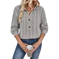 thumbnail image 1 of Sudadera con Capucha Extragrande de Otoño para Mujer, con Cuello en V y Larga. Gris L, 1 of 8