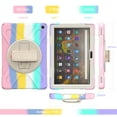 thumbnail image 6 of Fire HD 10 2021 Tablet Case with Pen Slot & Screen Protector, Allytech 360 Degree Rotating Kickstand Rugged Case with Hand Shoulder Strap for Kindle Fire HD 10 Plus 11th Gen 2021, Color Pink, 6 of 7