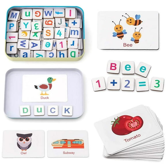 Xingzhi Wooden Magnetic Letters and Numbers Toys Kids Fridge Magnets ABC Alphabet Word Flash Cards Spelling Counting Game Learning Toys