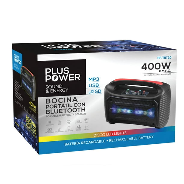 Bocina Portátil Bluetooth, Usb, PP-TRT20 Recargable 400w Mp3 Plus Power PP-TRT20