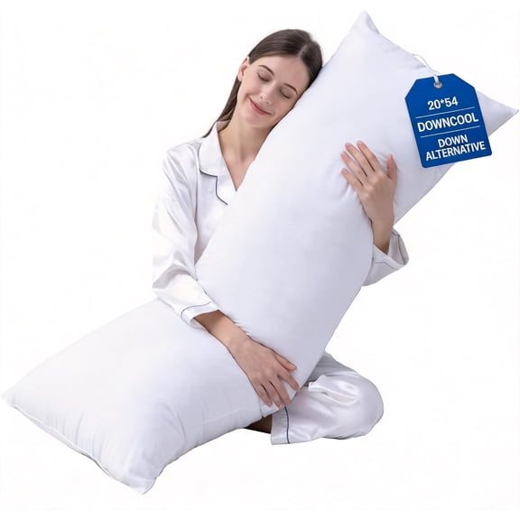 Large Body Pillow Insert- Breathable Full Body Pillow for Side Sleeper - Soft Long Bed Pillow for Adults - 20 x 54 inch