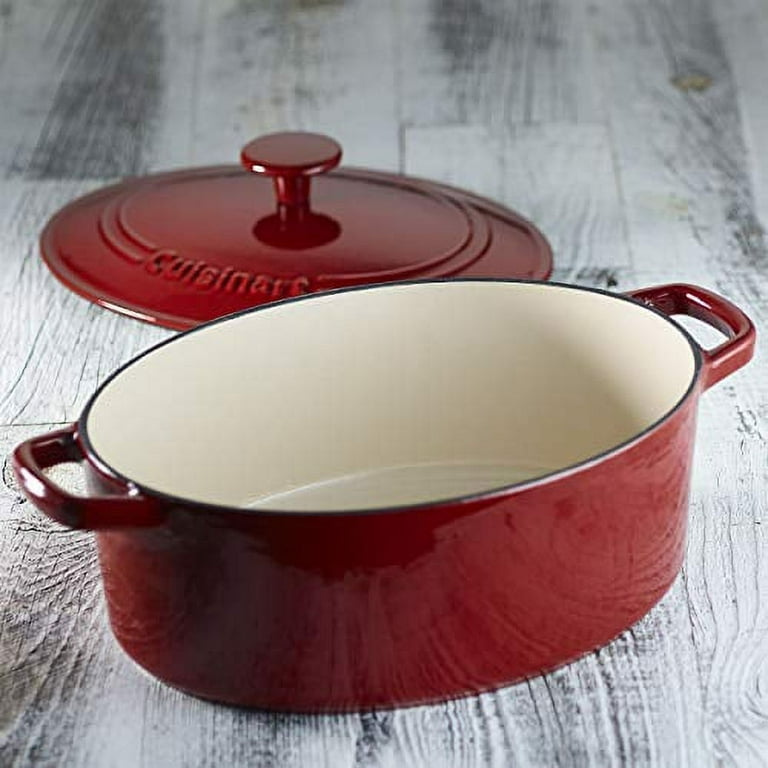 Cuisinart CI755-30CR Chef's Classic Enameled Cast Iron 5-1/2-Quart Oval  Covered Casserole, Cardinal Red 