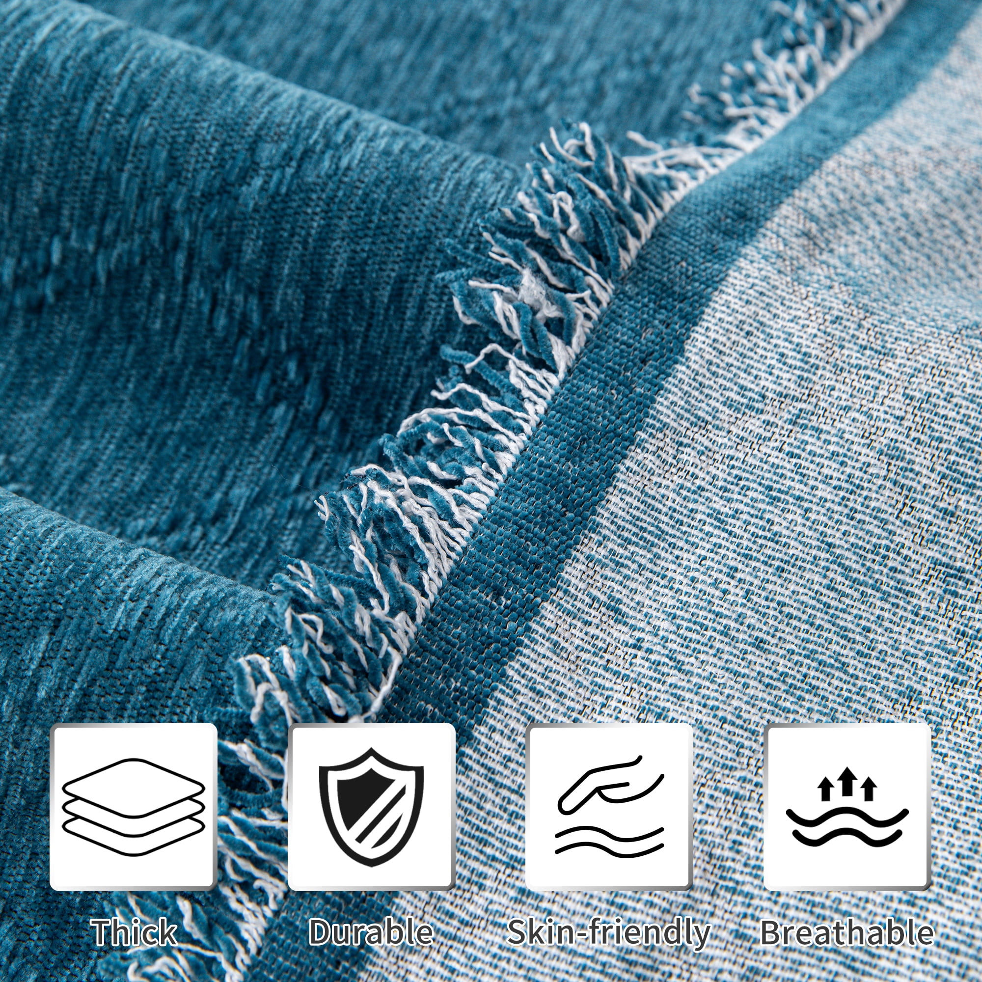 Smuge Sofa Cover, Sofa Slipcovers Couch Covers Protector 3 Cushion Throw Sofa Towel for L Shaped Couch Suitable for All Seasons (71"x 118", Blue)