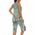 thumbnail image 3 of WCMZJ Womens Pajamas Set Pleated Crew Neck Sleeveless Tank Tops and Capri Pants Lounge Sets 2 Piece Summer Outfits, 3 of 5