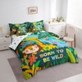 thumbnail image 3 of Homewish Kawaii Lion Elephant Giraffe 7-Piece Twin Bedding Set - Jungle Botanical, 3 of 8