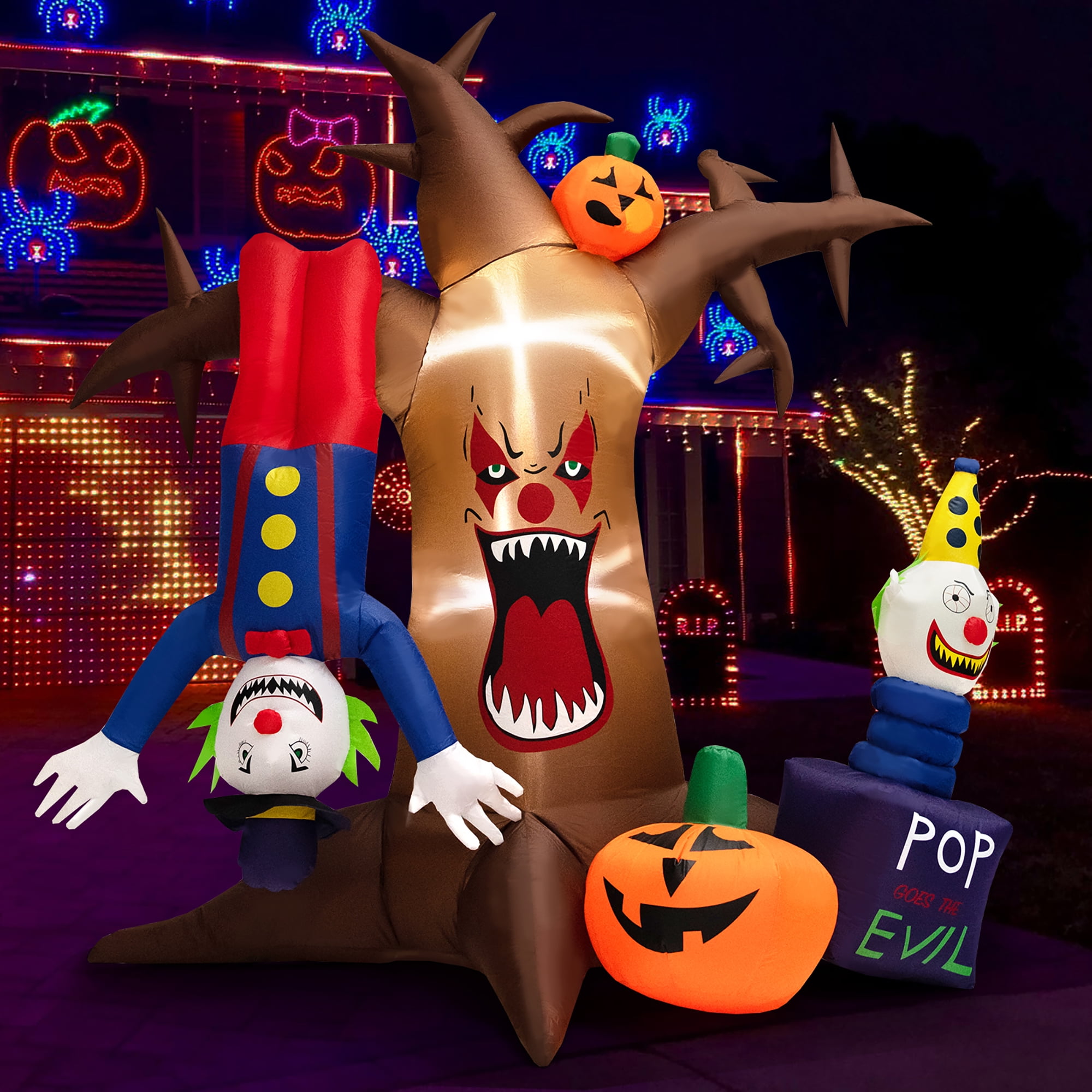 søster Nøgle sne Costway 8 FT Halloween Inflatable Tree Giant Blow-up Spooky Dead Tree with  Pop-up Clowns - Walmart.com