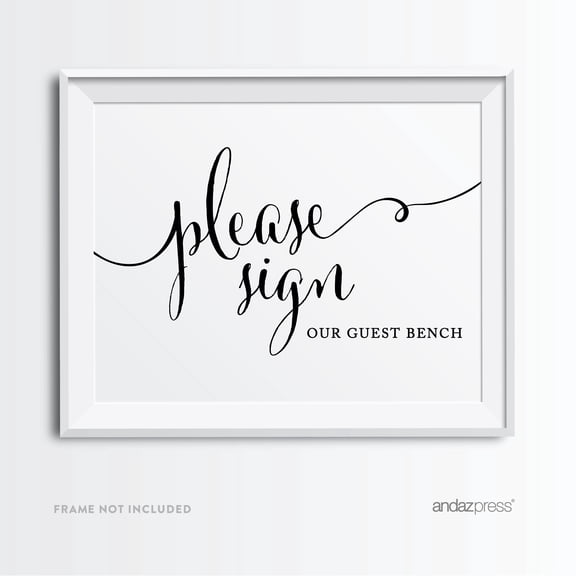 Koyal Wholesale Sign Our Guest Bench Black White Wedding Party Sign 8.5x11