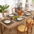 thumbnail image 3 of Vaukki PVC Placemats Set of 6 Heavy Duty Heat Resistant Washable Table Mats for Dining Table, Brown, 3 of 9