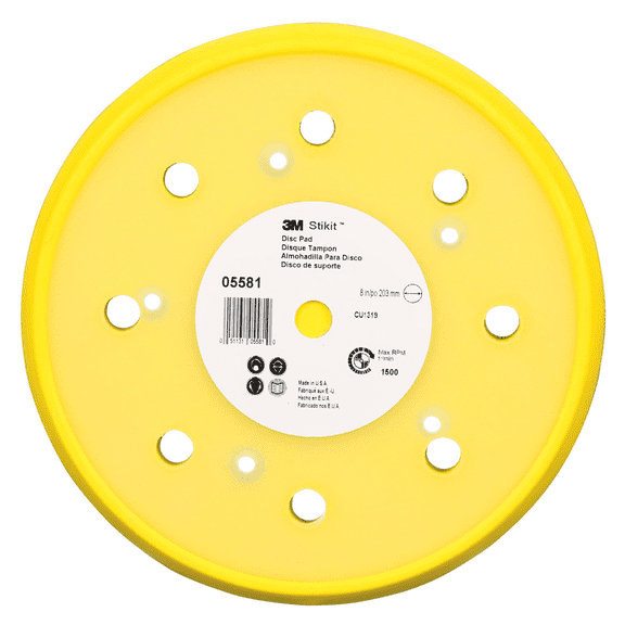 3M Stikit Abrasive Disc Back-up Pad 05581, Dust Free, 8 in