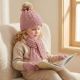 thumbnail image 2 of YUANxueke Kids Winter Hat Scarf Gloves Set, Girls Boys Pom Hat Beanie Knitted Scarves Mittens, 3-Piece Thick Ski Sets, 2 of 4