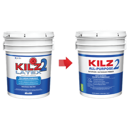 KILZ 2 Interior/Exterior Multi-Surface Primer, Sealer & Stainblocker, White, Water-Based - New Look, Same Trusted (Best White Paint For Bathroom)