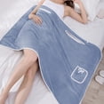 thumbnail image 5 of Fleece Wearable Bath Towel for Women - Soft Absorbent Bath Wrap with Snap Closure - Hands-Free Towel Skirt for Drying, Home Sleepwear, Beach Cover Up - 130x90cm Large Wrap with Side Pocket, 5 of 6