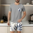 thumbnail image 5 of BXJX Men's Pajama Sets- Crewneck Short Sleeve Shirts and Shorts Casual 2-piece Summer Raglan Sleepwear Gray Size 2XL, 5 of 6