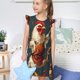 thumbnail image 4 of Balery Chef Chicken With Beer Bottles Camisón de princesa para niñas, pijama de algodón con mangas abullonadas, suave y bonito.-X-Large, 4 of 6