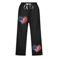 thumbnail image 3 of Womens Cargo Pants With Pockets Linen Beach Drawstring Flag Print Crop Patriotic Capris Pant With Pockets High Waisted Pants Black M, 3 of 3