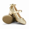 thumbnail image 2 of Kushyshoo Gold Girls Dress Shoes Mary Jane Pumps with Bow 1.5in Low Heel Wedding Party Princess 10M, 2 of 5