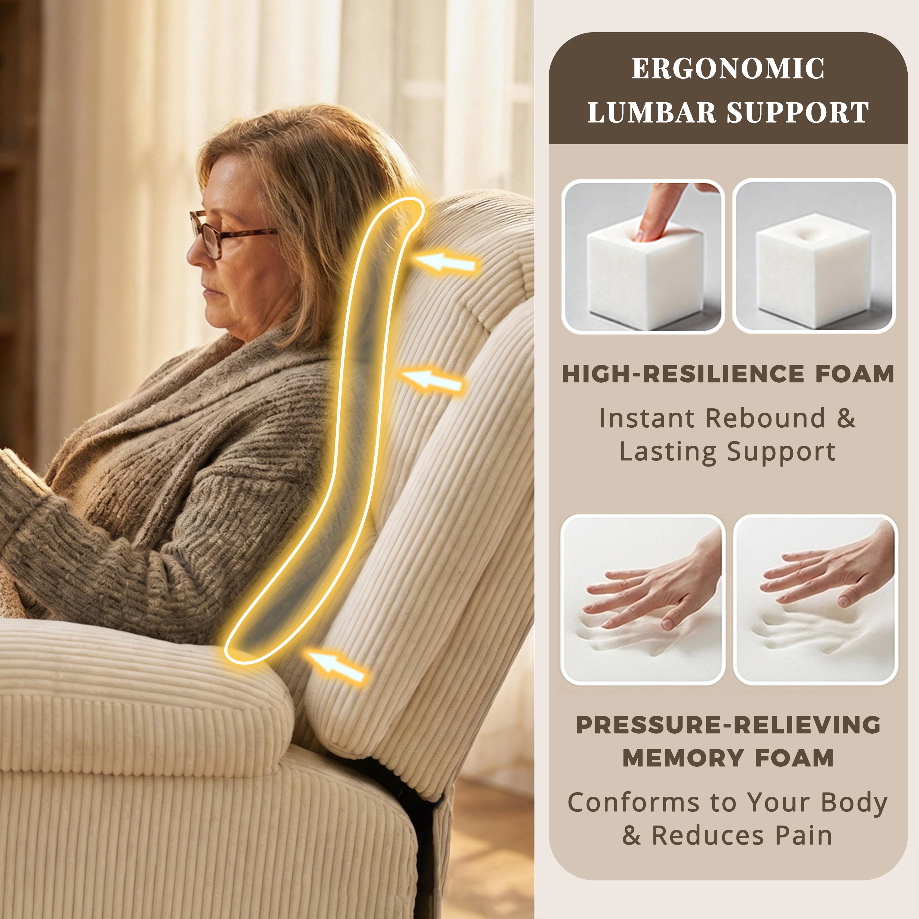 IKAKOS Power Lift Recliner Chair with Massage and Heat, 400 lbs Heavy Duty, Beige