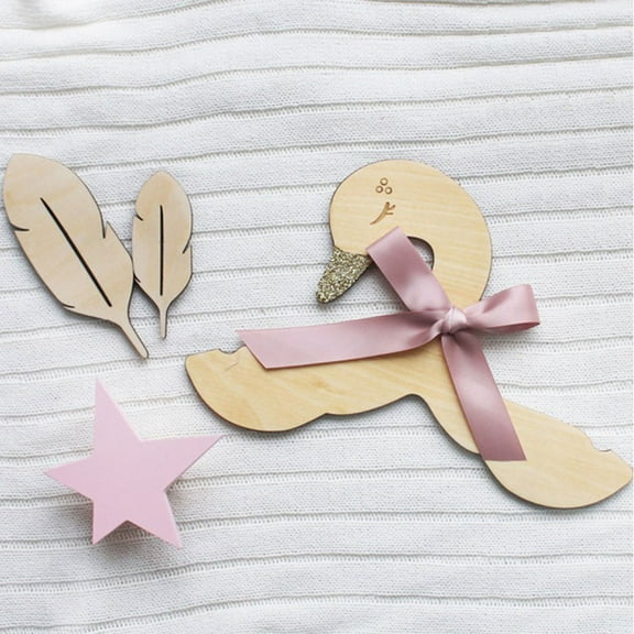 Swan Solid Wood Bowknot Children’s Hangers, Robust Kid’s Clothes Hangers, Shoulder Notches, 360 Degree Swivel Hooks, Room Clothes Rack Home Decor Photography Prop