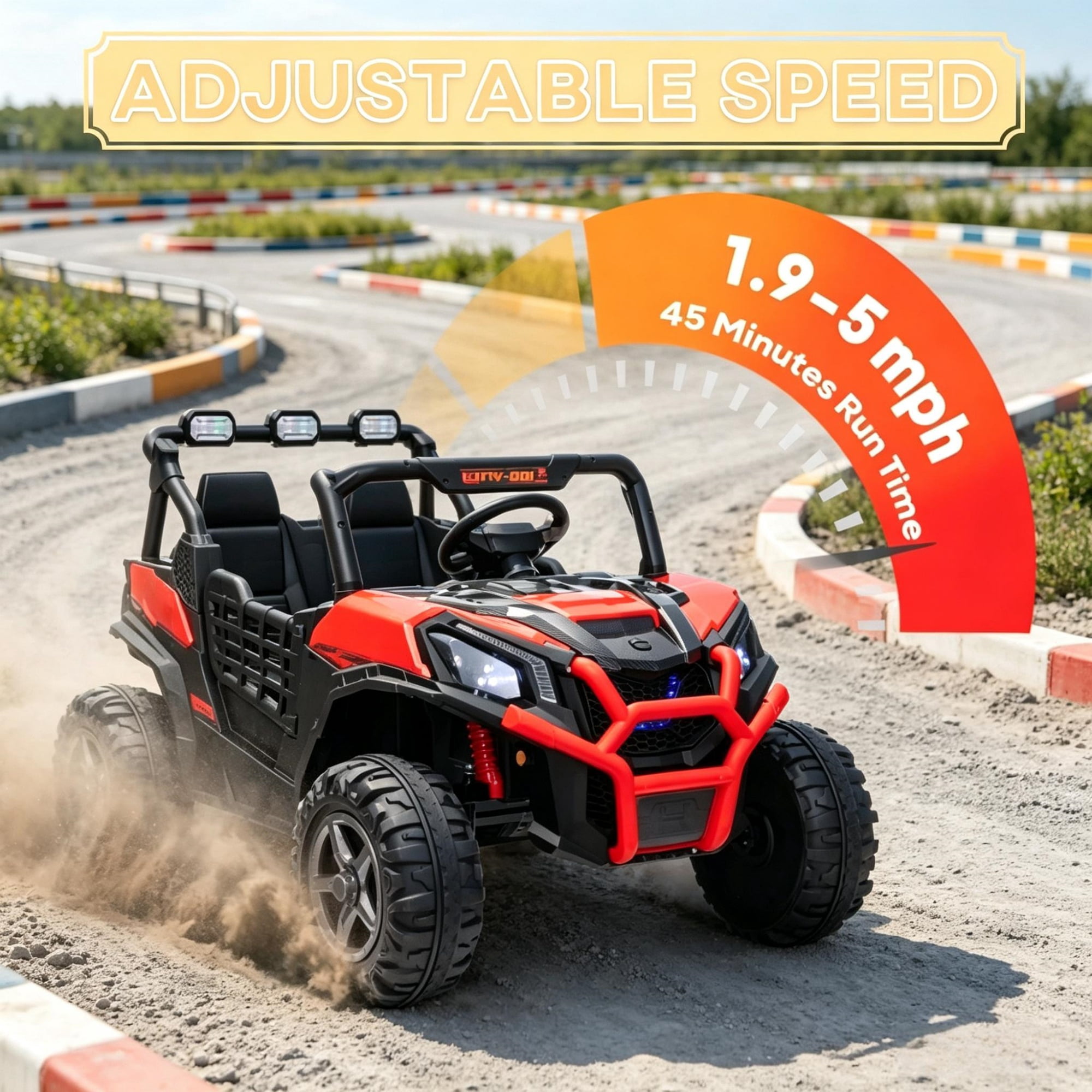 2 Seater 24V Kids Electric Car, Remote Control 3 Speed LED Lights Music Horn Spring Suspension Slow Start, Red