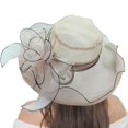 thumbnail image 2 of Duoif Beach Hats for Women, Women's Vintage Floral Mesh Sun Hat Beach Sun Hat with Sun Kentucky Derby Hats for Women Pink, 2 of 4