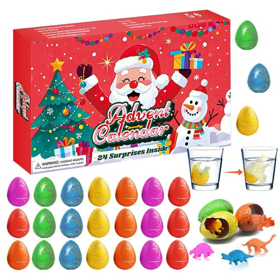 Christmas Dinosaur Advent Calendar for Kids 24 Day Countdown with Surprise Eggs Holiday Countdown Calendar 14 Inches Tall