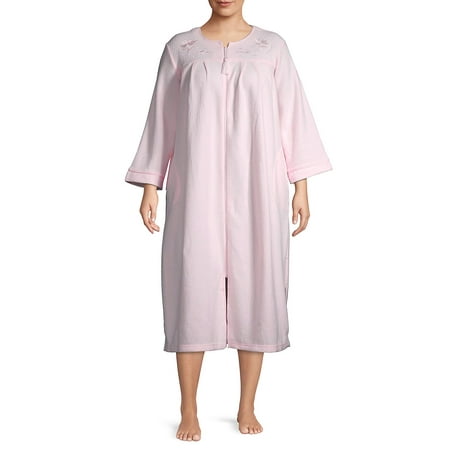 Plus Ribbed Zip Long Nightgown