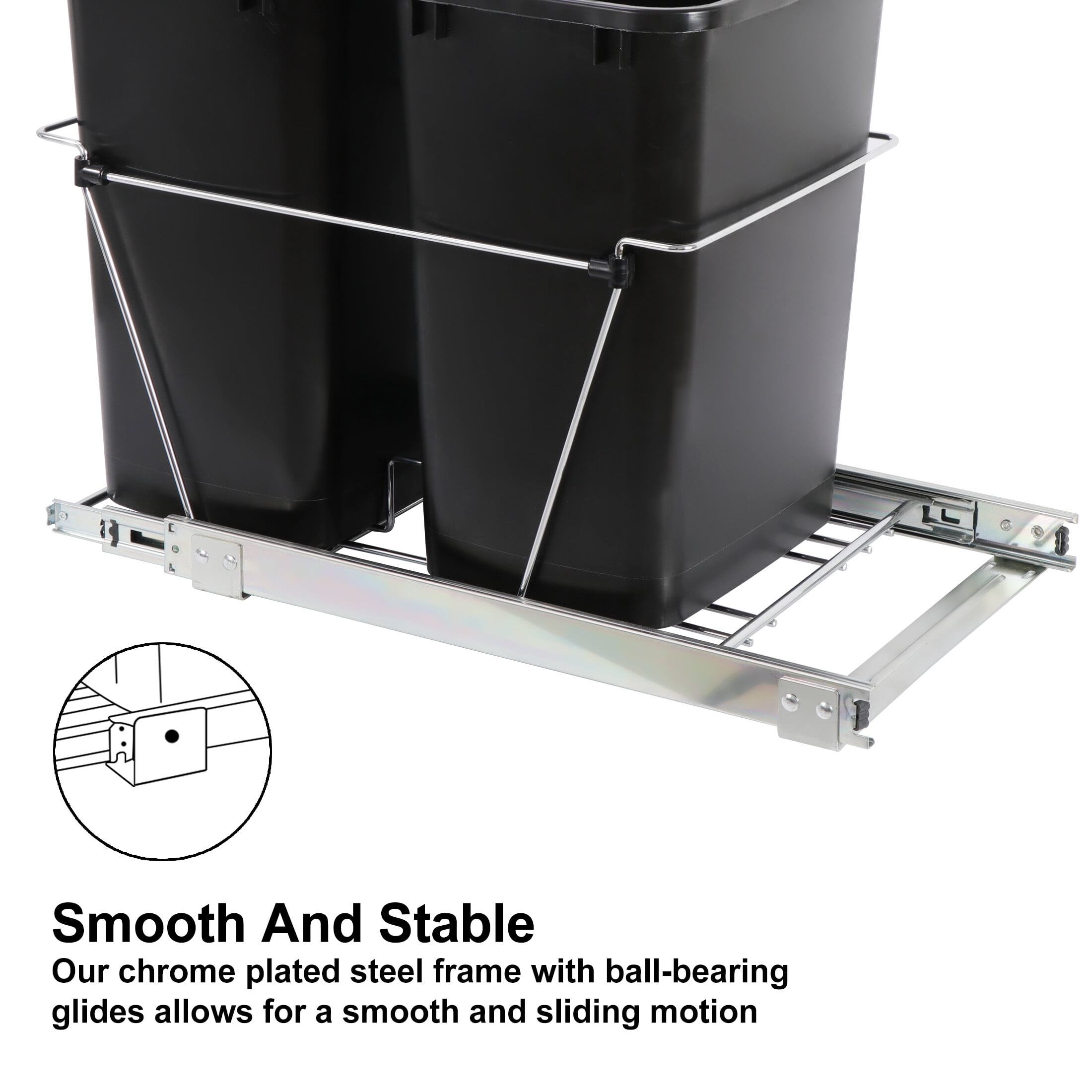 HomGarden Dual 35Qt Pullout Trash Garbage Can, 8.7Gal Capacity Under Kitchen Cabinet